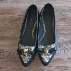 Material Girl leopard and skull bow flats sz38